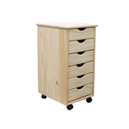Adeptus Solid Wood  6 Drawer Roll Cart - Unfinished 69600